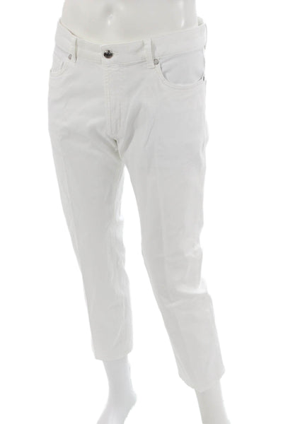 Peter Millar Mens Cropped Jeans White Cotton Button Size 34