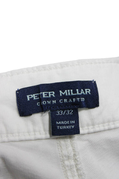 Peter Millar Mens Cropped White Cotton Blend Jeans Button Size 33
