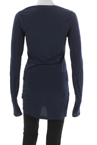 Splendid Women Tunic Scoop Neck Long Sleeve Supima Cotton Blue Size L