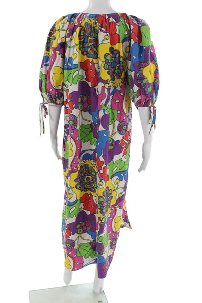 Rhode Womens Multicolor Floral V-Neck Maxi Dress Mid-Calf Half Sleeve Size M
