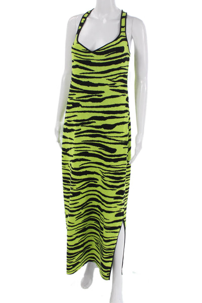 Victor Glemaud Womens Maxi Halter Green Animal Print Dress Size L