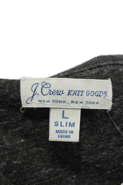J Crew Mens Henley Long Sleeve T-Shirt Gray Cotton Size L
