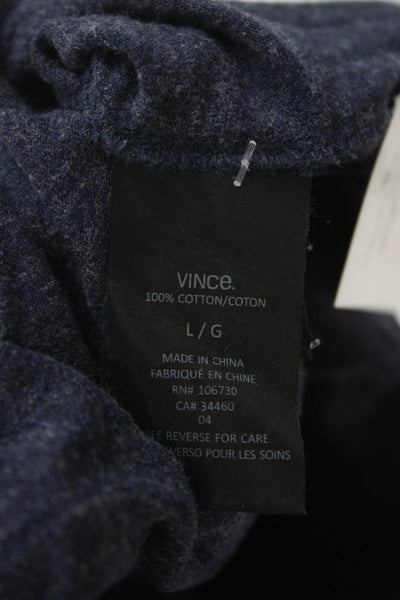 Vince Mens Henley T-Shirt Blue Cotton Long Sleeve Size L