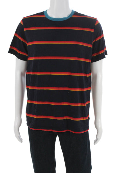 Paul Smith Mens Striped Blue Cotton Crew Neck Short Sleeve T-Shirt Size L