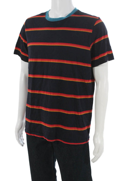 Paul Smith Mens Striped Blue Cotton Crew Neck Short Sleeve T-Shirt Size L