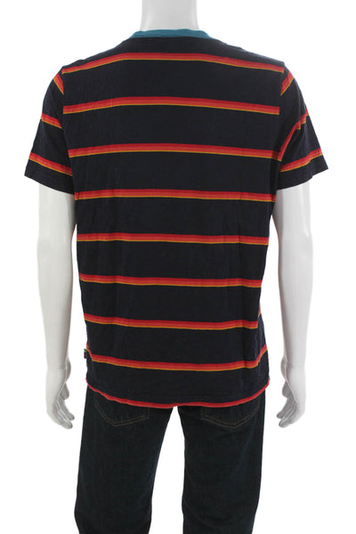 Paul Smith Mens Striped Blue Cotton Crew Neck Short Sleeve T-Shirt Size L