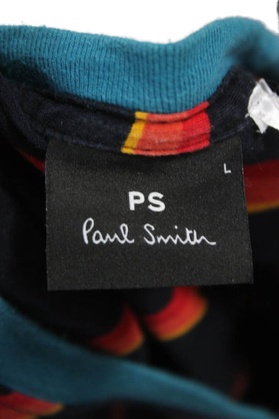 Paul Smith Mens Striped Blue Cotton Crew Neck Short Sleeve T-Shirt Size L