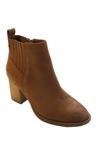 Blondo Womens Suede Pleated Detail Heeled Boots Brown Size 7.5