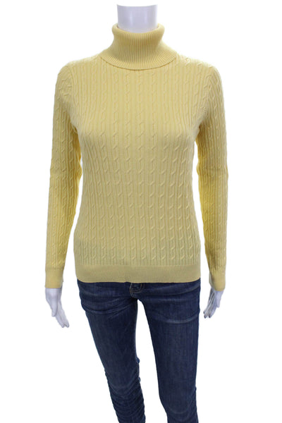 Talbots Womens Yellow Pima Cotton Turtleneck Pullover Sweater Size XS