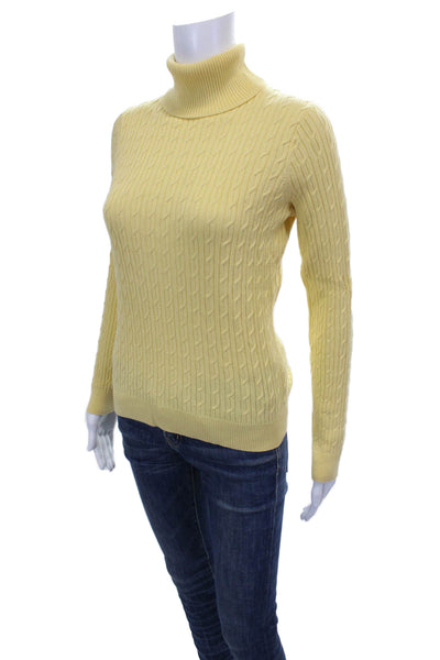 Talbots Womens Yellow Pima Cotton Turtleneck Pullover Sweater Size XS