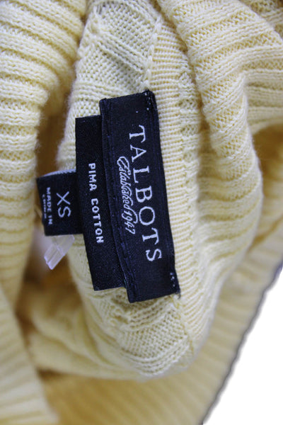 Talbots Womens Yellow Pima Cotton Turtleneck Pullover Sweater Size XS
