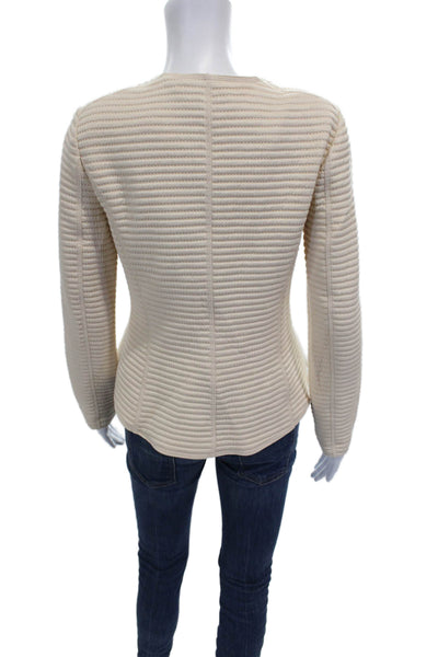 Worth Womens Quilted Jacket Ivory Nylon Button Long Sleeve Size 4