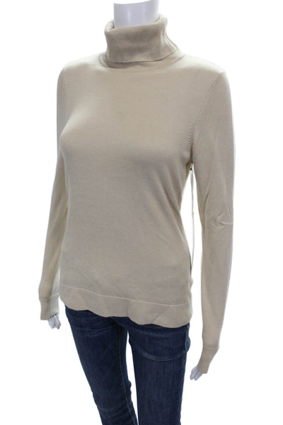 Etcetera Women Pullover Sweater Turtleneck Beige Silk Rayon Long Sleeve Size S