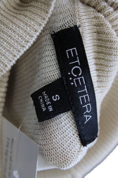 Etcetera Women Pullover Sweater Turtleneck Beige Silk Rayon Long Sleeve Size S