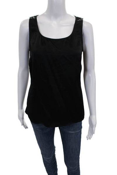 Carlisle Womens Scoop Neck Sleeveless Basic Tank Black Triacetate Size 4