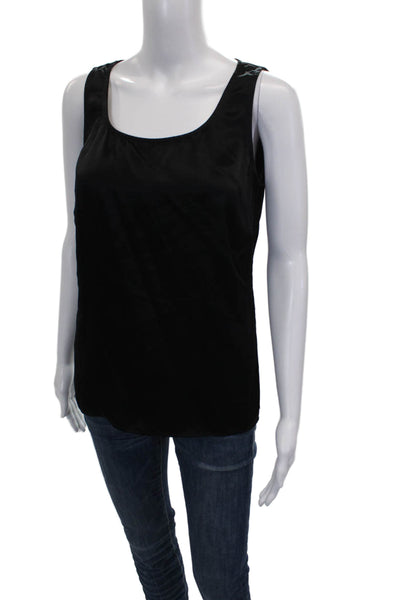 Carlisle Womens Scoop Neck Sleeveless Basic Tank Black Triacetate Size 4