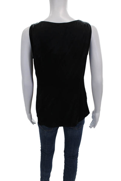Carlisle Womens Scoop Neck Sleeveless Basic Tank Black Triacetate Size 4