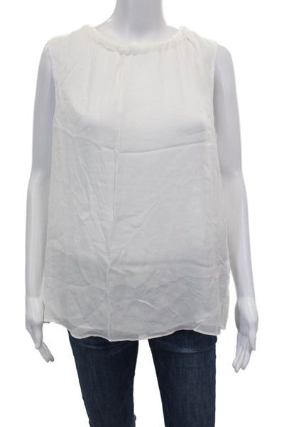 Reiss Women Tank Top Blouse White Viscose Sleeveless Round Neck Pullover Size 6
