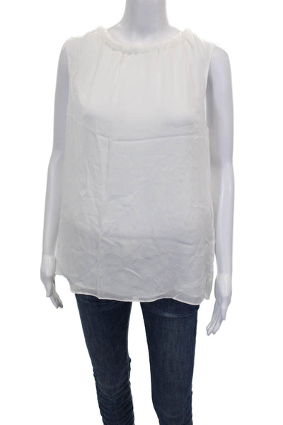 Reiss Women Tank Top Blouse White Viscose Sleeveless Round Neck Pullover Size 6