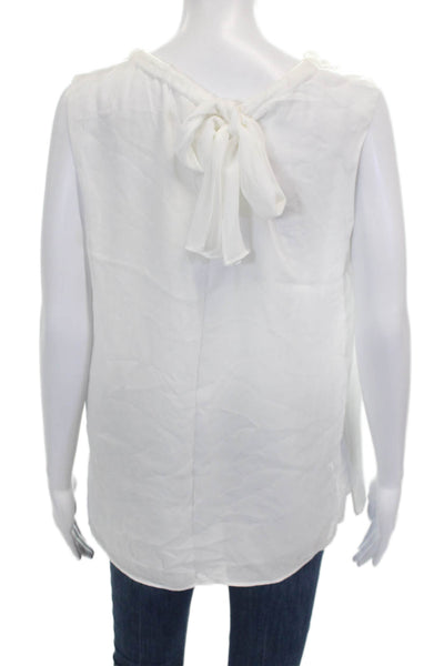 Reiss Women Tank Top Blouse White Viscose Sleeveless Round Neck Pullover Size 6