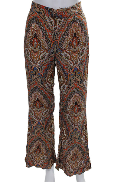 Zara Womens Dress Pants Multicolor Paisley Polyester Pull On Size S