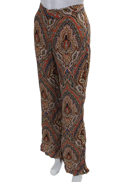 Zara Womens Dress Pants Multicolor Paisley Polyester Pull On Size S