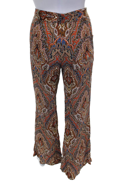 Zara Womens Dress Pants Multicolor Paisley Polyester Pull On Size S