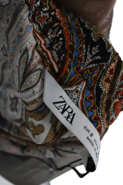 Zara Womens Dress Pants Multicolor Paisley Polyester Pull On Size S