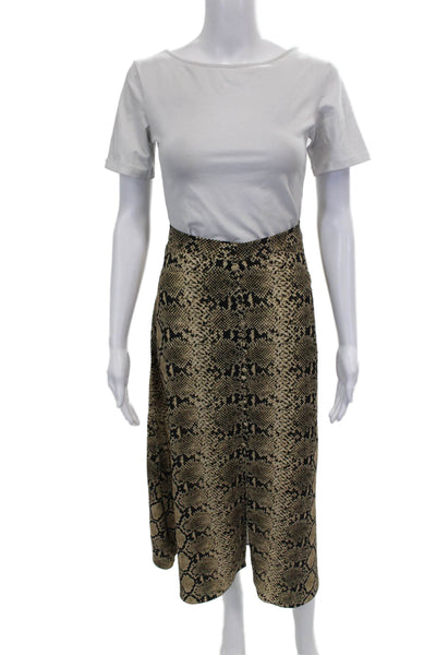 Zara Women Straight Pencil Skirt Brown Animal Print Polyester Long Zip Size S