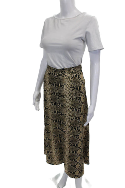 Zara Women Straight Pencil Skirt Brown Animal Print Polyester Long Zip Size S