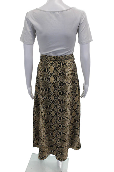 Zara Women Straight Pencil Skirt Brown Animal Print Polyester Long Zip Size S