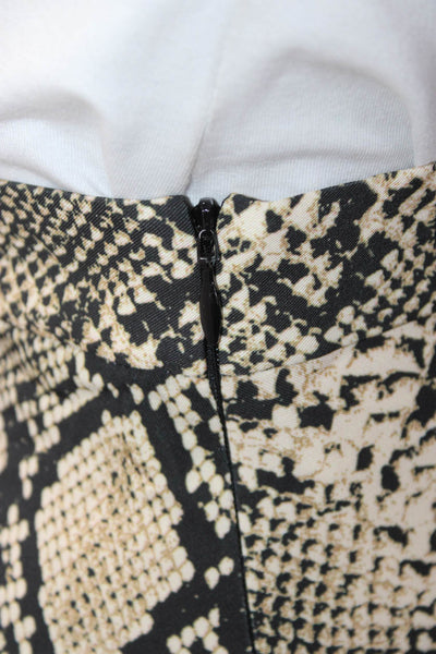 Zara Women Straight Pencil Skirt Brown Animal Print Polyester Long Zip Size S