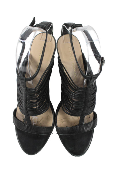 Loeffler Randall Womens Leather Strappy Sandal Heels Black Size 7.5 B