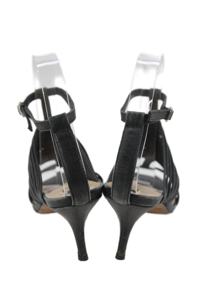 Loeffler Randall Womens Leather Strappy Sandal Heels Black Size 7.5 B
