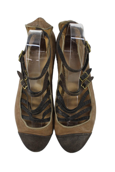 Rag & Bone Womens Leather Cap Toe Strappy Ballet Flats Brown Size 38 8