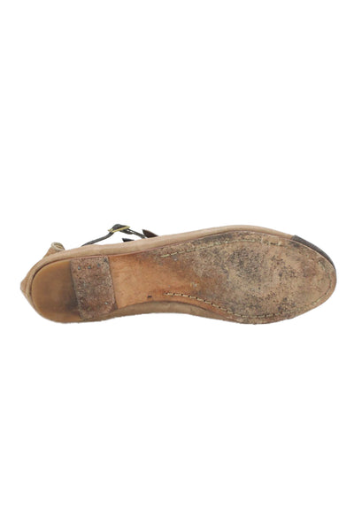 Rag & Bone Womens Leather Cap Toe Strappy Ballet Flats Brown Size 38 8