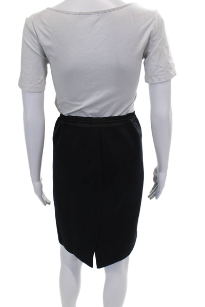Vince Women Black Cotton Straight Pencil Knee Length Skirt Drawstring Size M