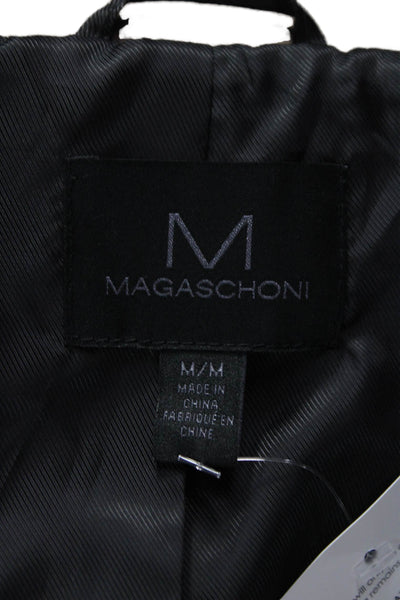 Magaschoni Mens Military Jacket Brown Polyester Button Front Size M