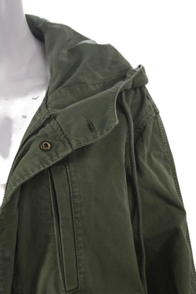 Magaschoni Mens Military Jacket Brown Polyester Button Front Size M