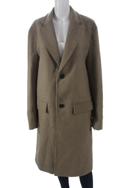 Zara Womens Overcoat Brown Button Closure Polyester Long Sleeve Size M