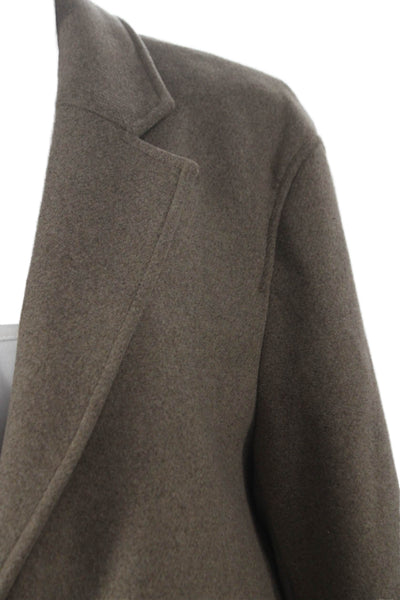 Zara Womens Overcoat Brown Button Closure Polyester Long Sleeve Size M