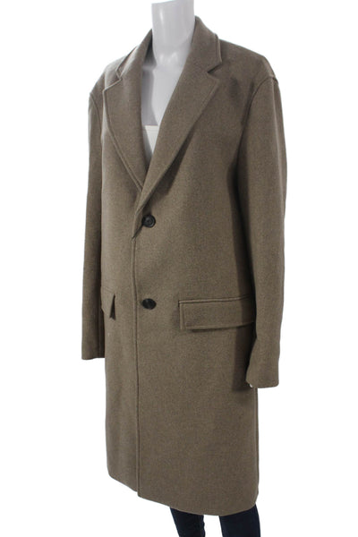 Zara Womens Overcoat Brown Button Closure Polyester Long Sleeve Size M