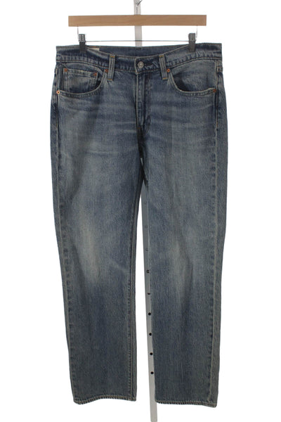 Levis Mens Straight Jeans Blue Cotton Mid Rise Button Fly Size 30