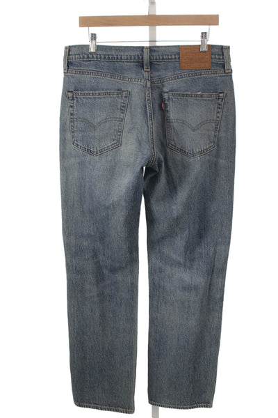 Levis Mens Straight Jeans Blue Cotton Mid Rise Button Fly Size 30