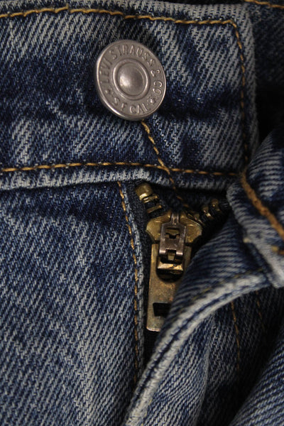 Levis Mens Straight Jeans Blue Cotton Mid Rise Button Fly Size 30
