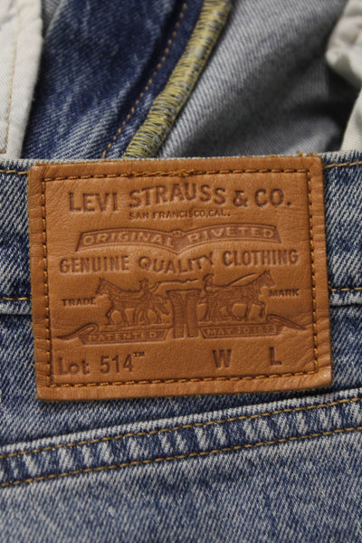 Levis Mens Straight Jeans Blue Cotton Mid Rise Button Fly Size 30