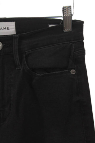 Frame Womens Straight Jeans Black High Rise Cotton Size 26