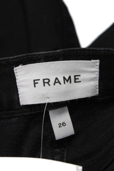 Frame Womens Straight Jeans Black High Rise Cotton Size 26