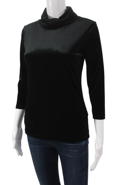 L Agence Women Basic Cowl Neck 3/4 Sleeve Black Blouse Petite Size S