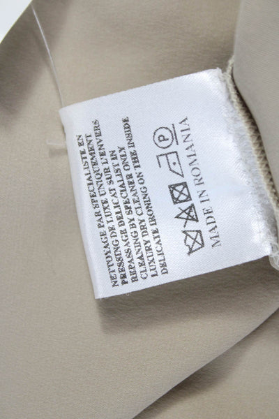 Lanvin Womens Basic Silk Sleeveless Round Neck Blouse Beige Pullover Size 38